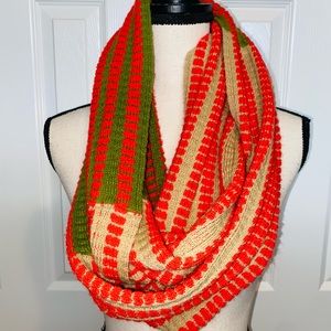 Anthropologie Red and Green Striped Scarf